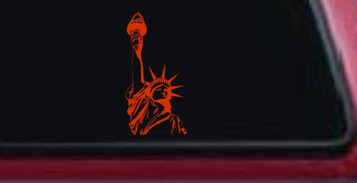 Statue Of Liberty  Patriotic Car or Truck Window Decal Sticker (Orange Red)