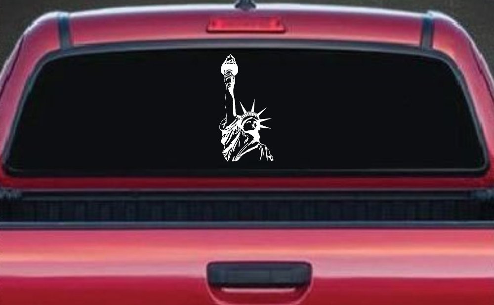 Statue Of Liberty  Patriotic Car or Truck Window Decal Sticker (White)