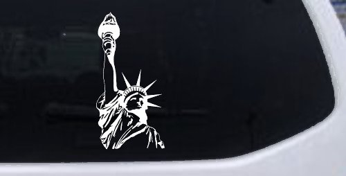 Statue Of Liberty  Patriotic Car or Truck Window Decal Sticker (White)