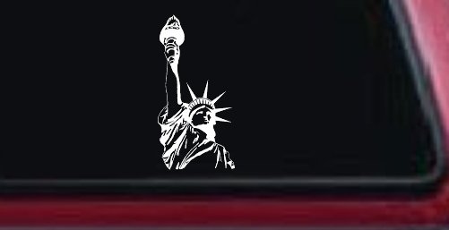 Statue Of Liberty  Patriotic Car or Truck Window Decal Sticker (White)