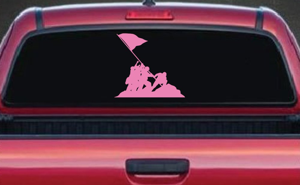 Battle Of Iwo Jima  Military Car or Truck Window Decal Sticker (Pink)