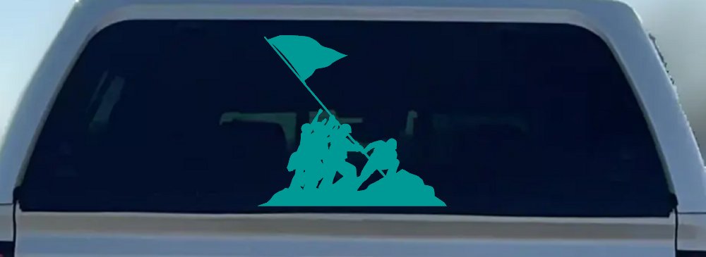 Battle Of Iwo Jima  Military Car or Truck Window Decal Sticker (Turquoise)