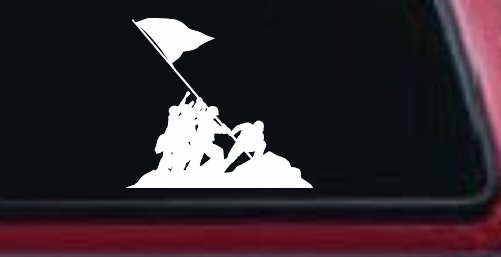 Battle Of Iwo Jima  Military Car or Truck Window Decal Sticker (White)