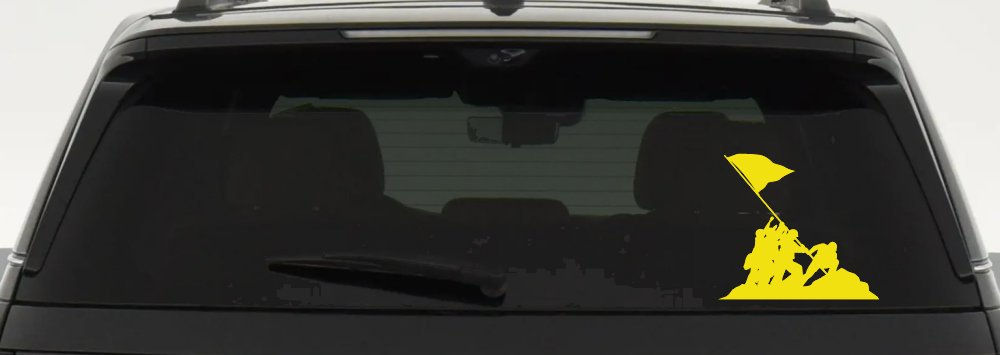 Battle Of Iwo Jima  Military Car or Truck Window Vinyl Decal Sticker (Yellow)