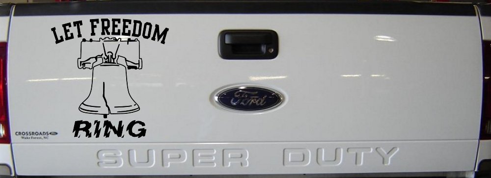 Liberty Bell Let Freedom Ring Car or Truck Window Vinyl Decal Sticker (Black)