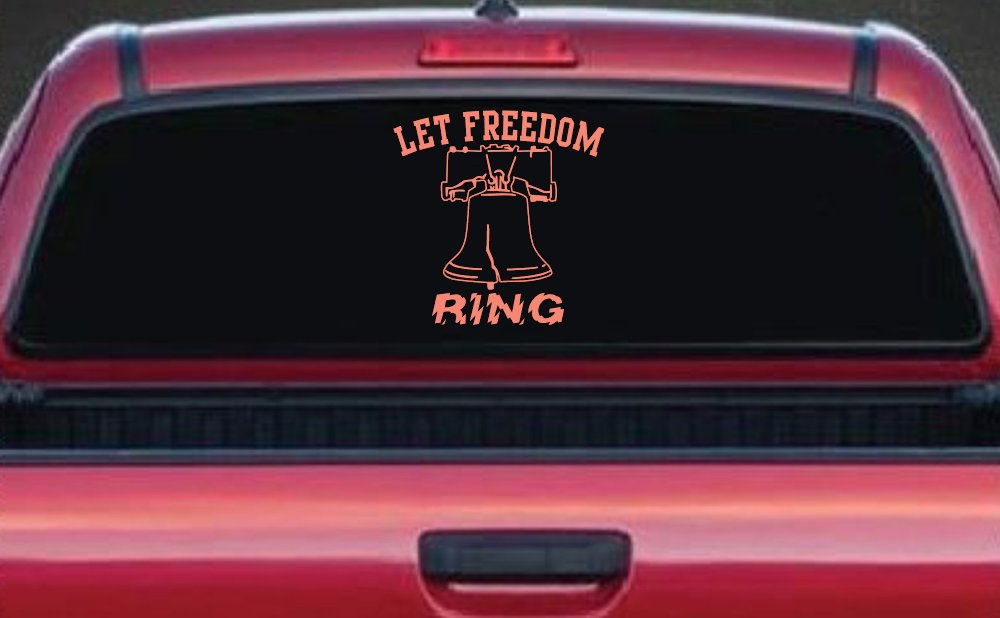 Liberty Bell Let Freedom Ring Car or Truck Window Decal Sticker (Coral)