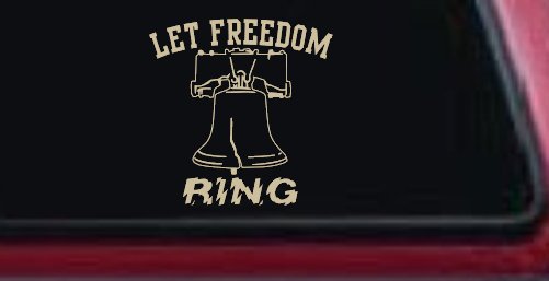 Liberty Bell Let Freedom Ring Car or Truck Window Decal Sticker (Desert Sand)