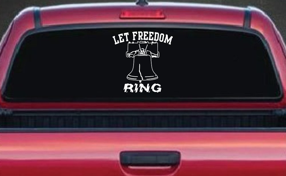 Liberty Bell Let Freedom Ring Car or Truck Window Decal Sticker (White)