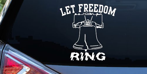 Liberty Bell Let Freedom Ring Car or Truck Window Decal Sticker (White)