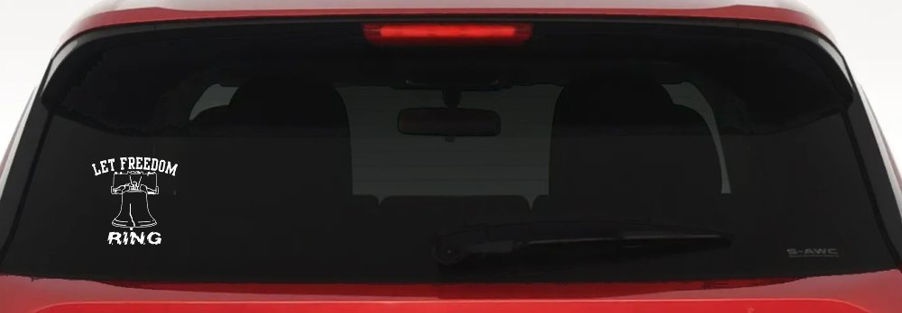 Liberty Bell Let Freedom Ring Car or Truck Window Decal Sticker (White)
