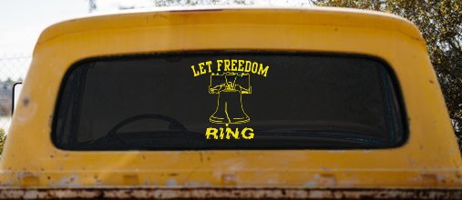 Liberty Bell Let Freedom Ring Car or Truck Window Decal Sticker (Yellow)