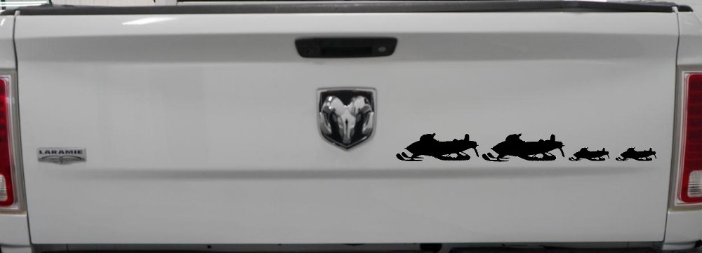 Snowmobile Stick Family 2 Kids Car or Truck Window Decal Sticker (Black)