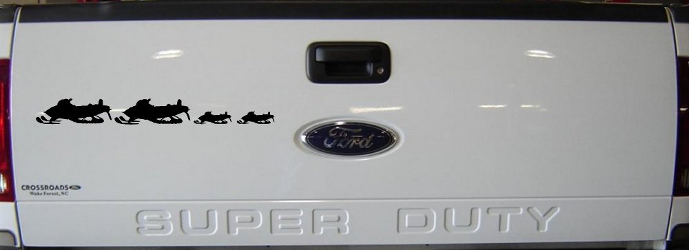 Snowmobile Stick Family 2 Kids Car or Truck Window Decal Sticker (Black)