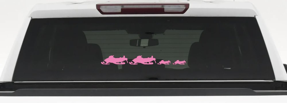 Snowmobile Stick Family 2 Kids Car or Truck Window Decal Sticker (Pink)