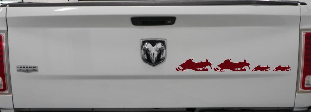 Snowmobile Stick Family 2 Kids Car or Truck Window Decal Sticker (Purple Red)