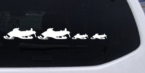 Snowmobile Stick Family 2 Kids Car or Truck Window Decal Sticker (White)