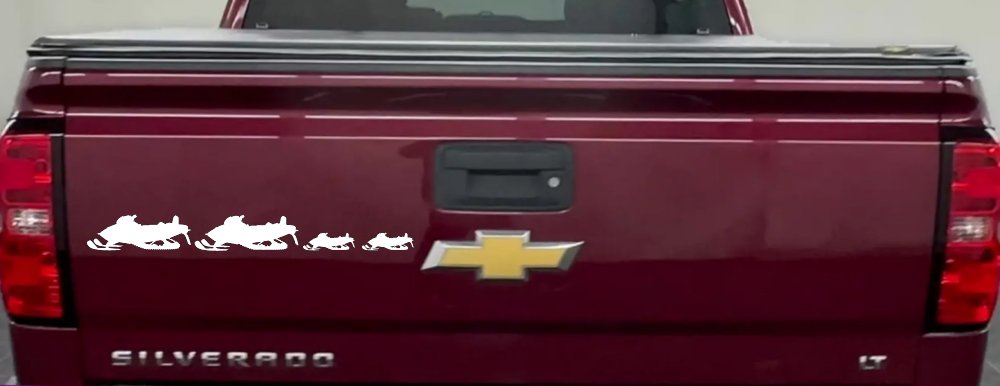 Snowmobile Stick Family 2 Kids Car or Truck Window Decal Sticker (White)