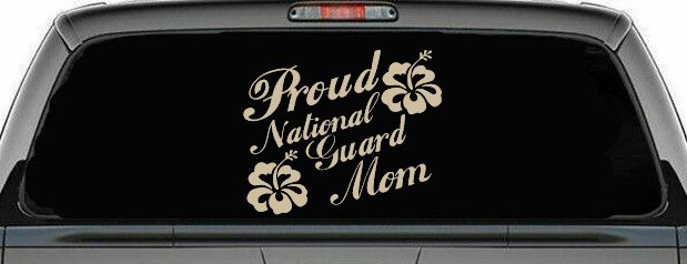 Proud National Guard Mom Hibiscus Flowers Military Car or Truck Window Decal Sticker