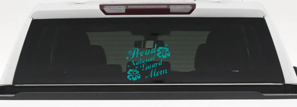 Proud National Guard Mom Hibiscus Flowers Military Car or Truck Window Decal Sticker