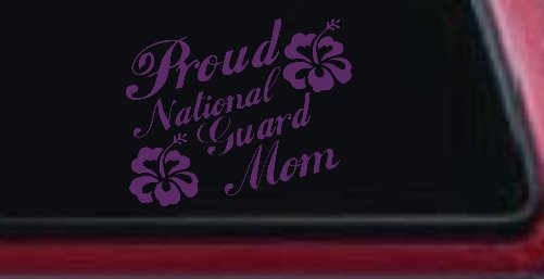 Proud National Guard Mom Hibiscus Flowers Military Car or Truck Window Decal Sticker