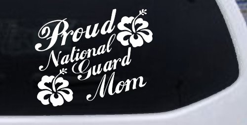 Proud National Guard Mom Hibiscus Flowers Military Car or Truck Window Decal Sticker