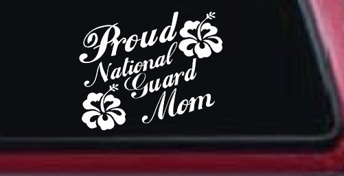 Proud National Guard Mom Hibiscus Flowers Military Car or Truck Window Decal Sticker