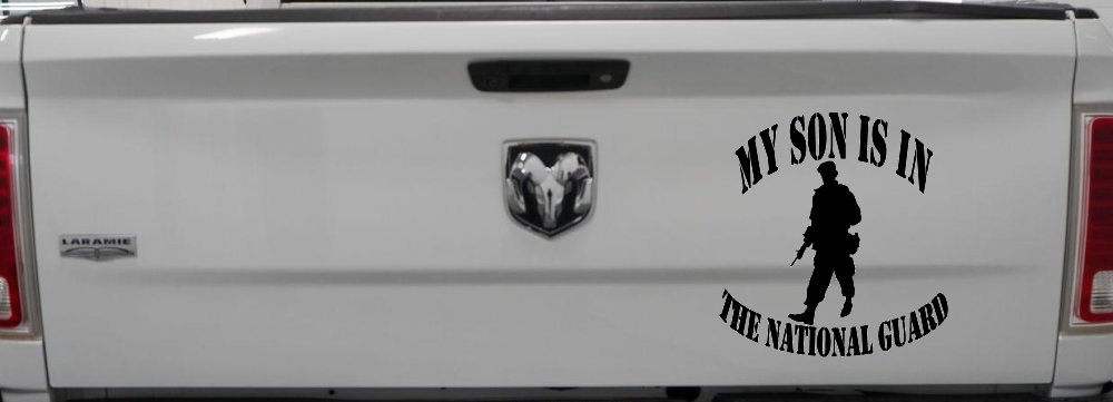 My Son Is In The National Guard Military Car or Truck Window Decal Sticker (Black)