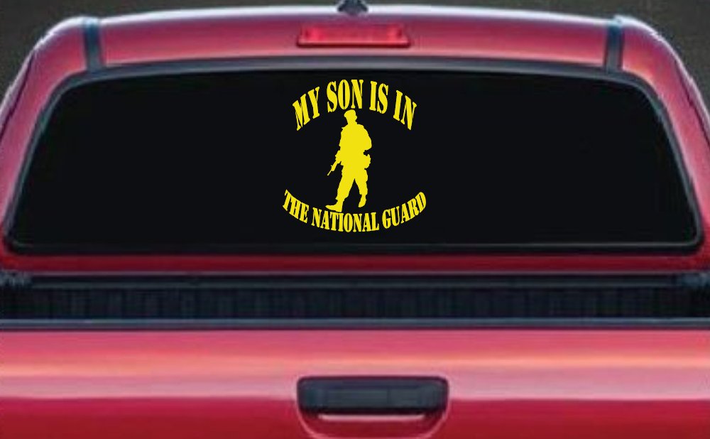 My Son Is In The National Guard Military Car or Truck Window Decal Sticker (Yellow)