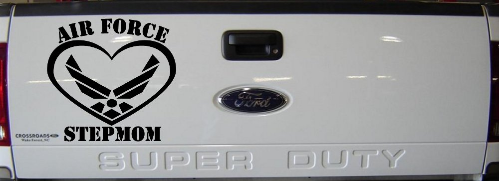 Air Force Step Mom Heart Military Car or Truck Window Vinyl Decal Sticker (Black)