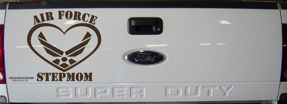 Air Force Step Mom Heart Military Car or Truck Window Decal Sticker (Brown)