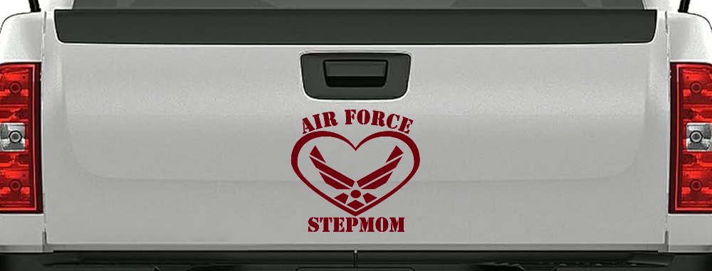 Air Force Step Mom Heart Military Car or Truck Window Vinyl Decal Sticker (Burgundy)