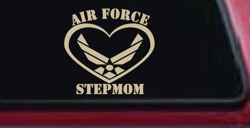 Air Force Step Mom Heart Military Car or Truck Window Vinyl Decal Sticker (Desert Sand)