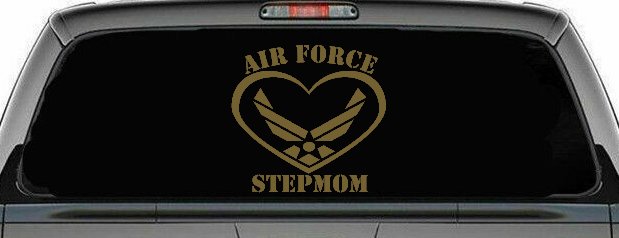 Air Force Step Mom Heart Military Car or Truck Window Vinyl Decal Sticker (Gold)