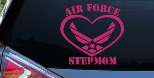 Air Force Step Mom Heart Military Car or Truck Window Vinyl Decal Sticker (Hot Pink)