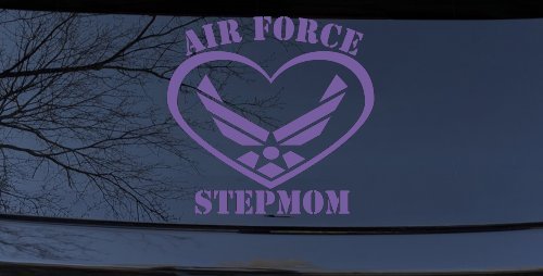 Air Force Step Mom Heart Military Car or Truck Window Vinyl Decal Sticker (Purple)