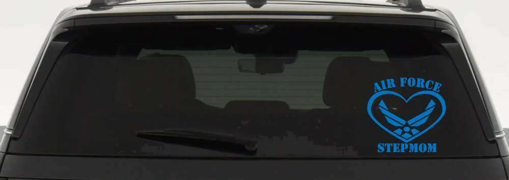 Air Force Step Mom Heart Military Car or Truck Window Decal Sticker (Sky Blue)