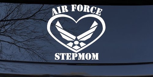 Air Force Step Mom Heart Military Car or Truck Window Vinyl Decal Sticker (White)