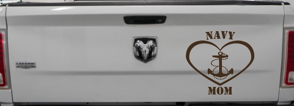 Navy Mom Heart Anchor Military Car or Truck Window Vinyl Decal Sticker (Brown)