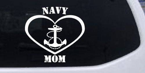 Navy Mom Heart Anchor Military Car or Truck Window Decal Sticker