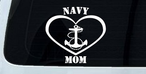 Navy Mom Heart Anchor Military Car or Truck Window Decal Sticker