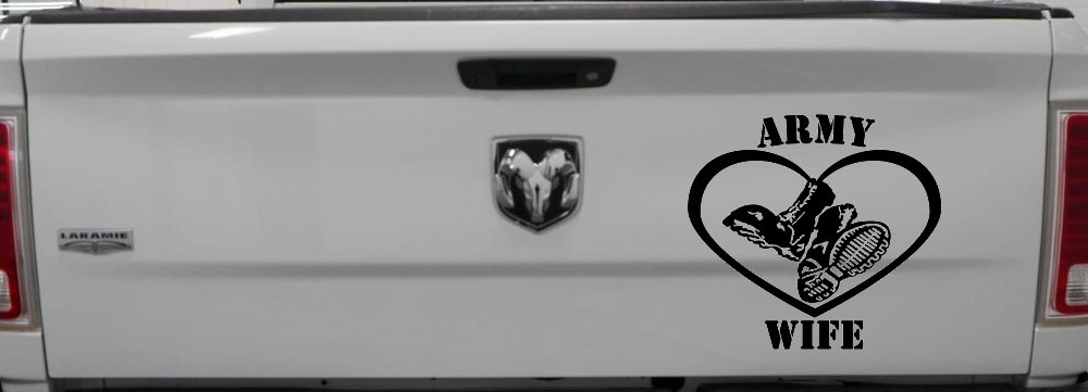 Army Wife Combat Boots Heart Military Car or Truck Window Vinyl Decal Sticker (Black)