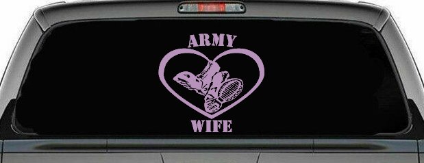 Army Wife Combat Boots Heart Military Car or Truck Window Vinyl Decal Sticker (Lilac)