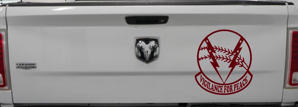 524th Bomb Squadron Vigilance For Peace Military Car or Truck Window Decal Sticker (Purple Red)