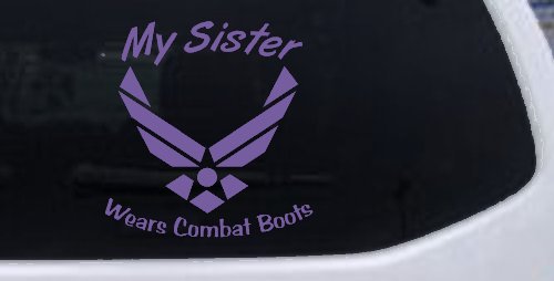 My Sister Wears Combat Boots Air Force Military Car or Truck Window Decal Sticker (Purple)