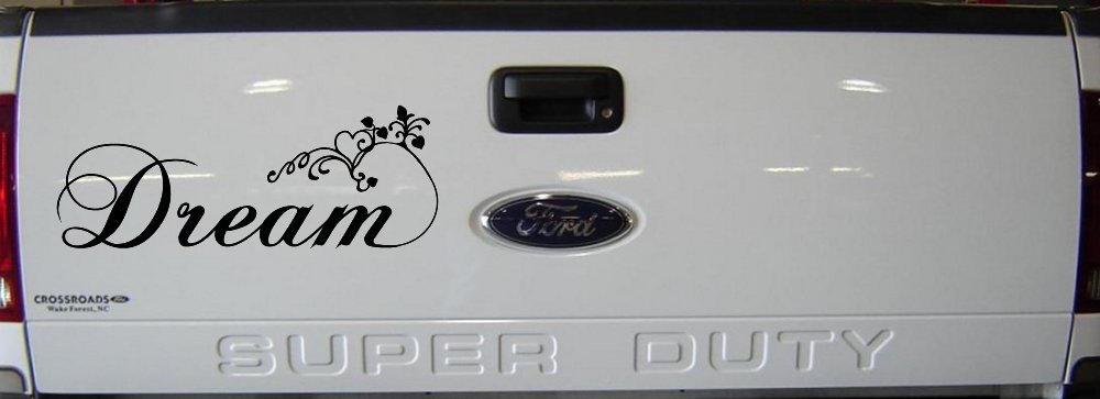 Dream with Swirls and Hearts Girlie Car or Truck Window Vinyl Decal Sticker (Black)