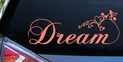 Dream with Swirls and Hearts Girlie Car or Truck Window Decal Sticker