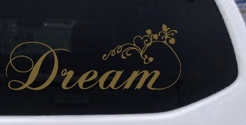 Dream with Swirls and Hearts Girlie Car or Truck Window Decal Sticker