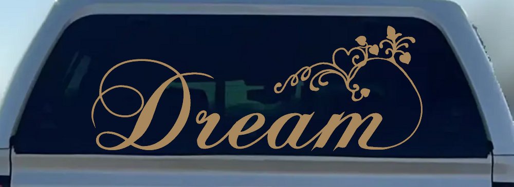 Dream with Swirls and Hearts Girlie Car or Truck Window Decal Sticker
