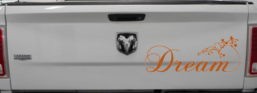 Dream with Swirls and Hearts Girlie Car or Truck Window Decal Sticker