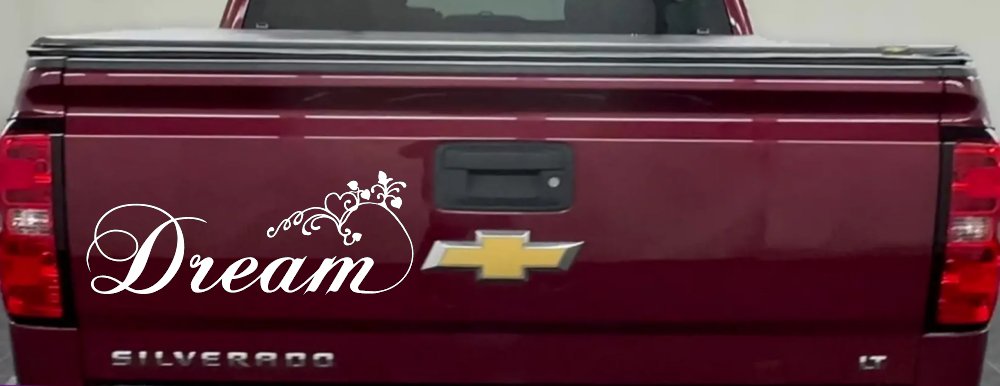 Dream with Swirls and Hearts Girlie Car or Truck Window Decal Sticker